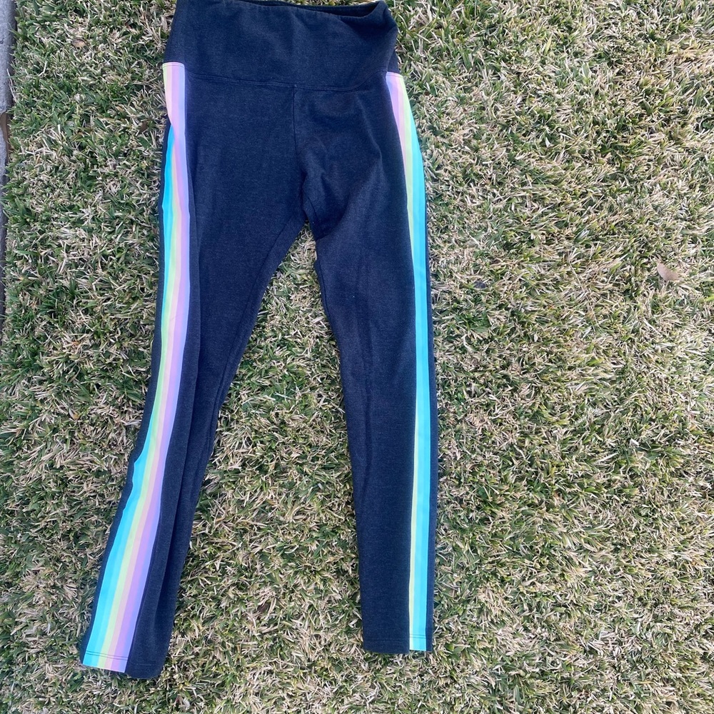 Victoria’s Secret Pink, Grey leggings with rainbow side